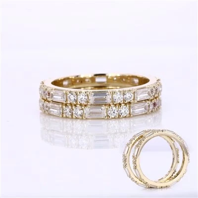 แหวนแต่งงานมอยส์ซาไนต์ทอง 14K